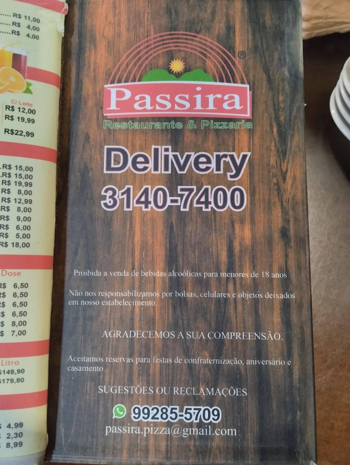 Passira San Martin - Pizzaria & Restaurante cardápio