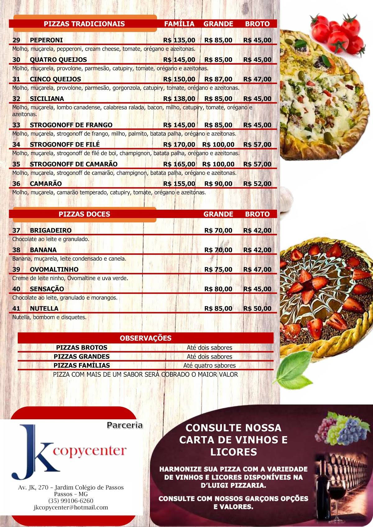 Pizzaria D'luigi cardápio