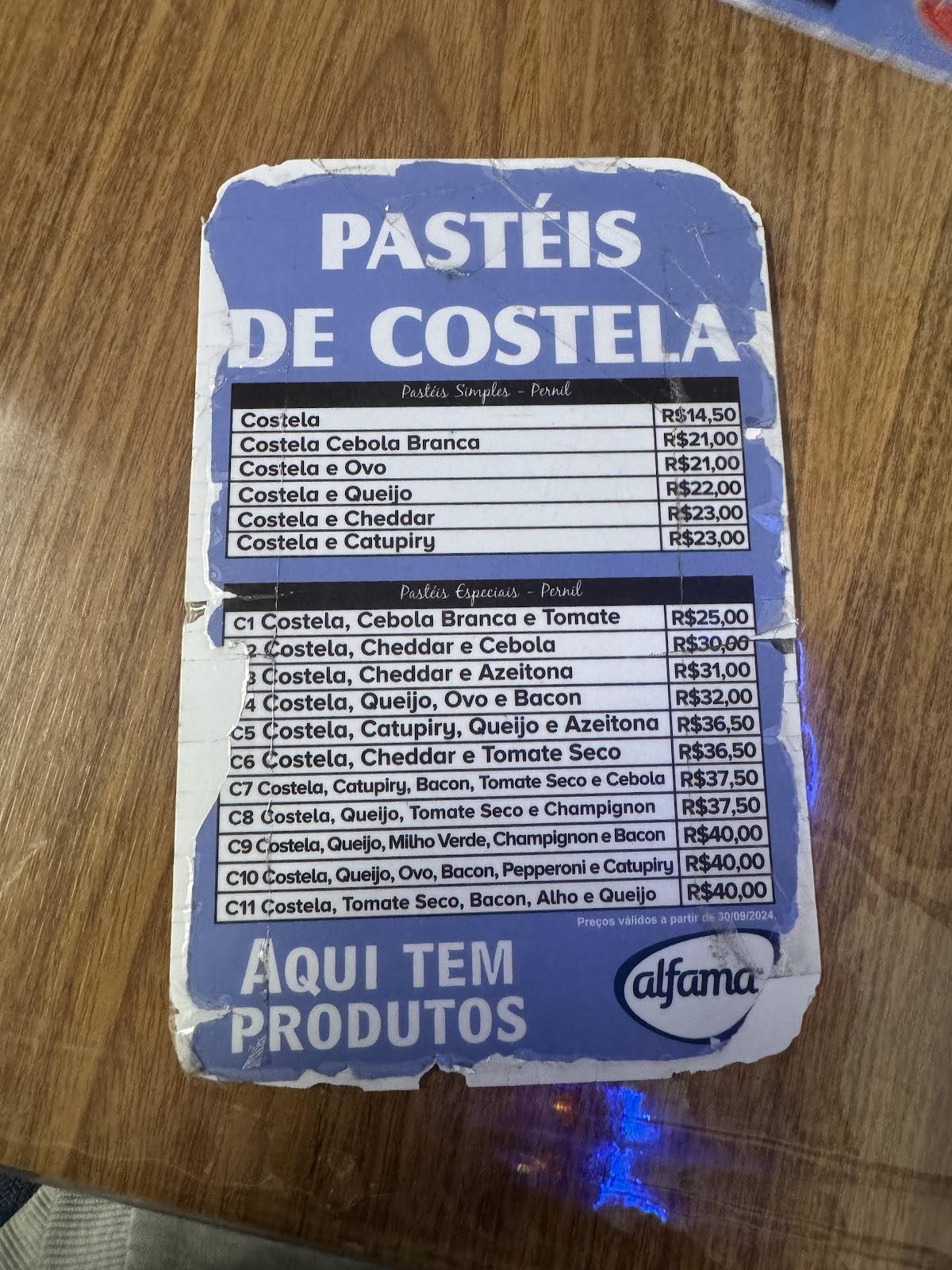 Pastelaria Juvevê cardápio