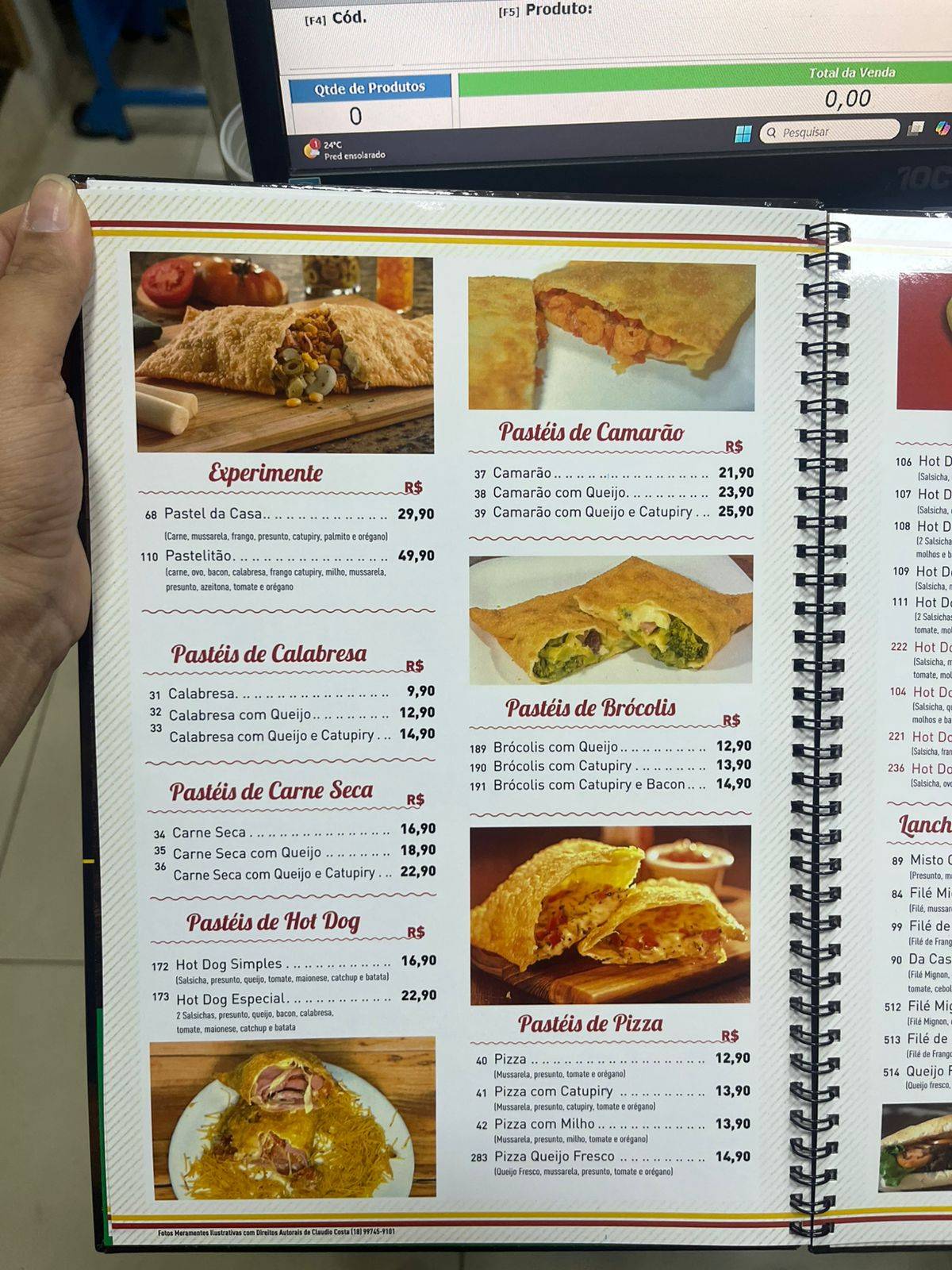 Pastelito cardápio