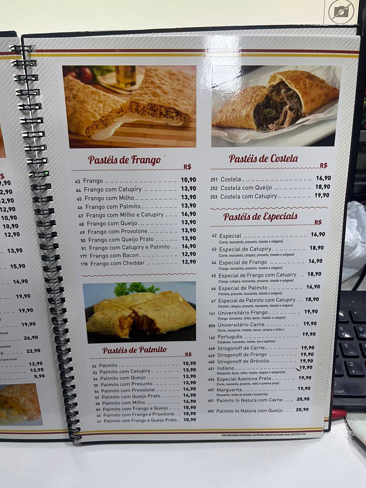 Pastelito cardápio