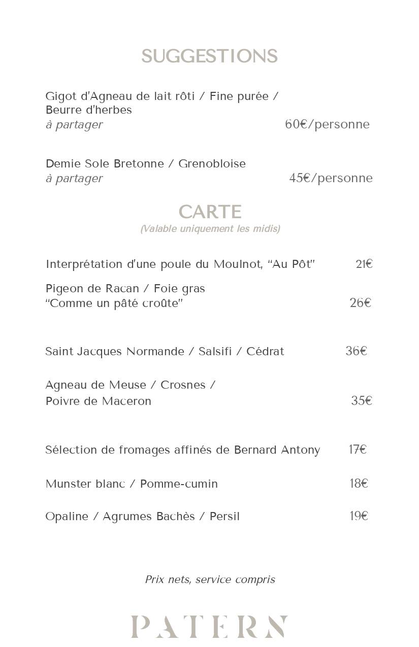Menu de Patern