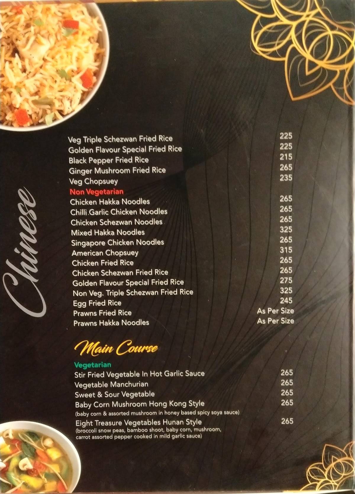 Golden Flavour menu