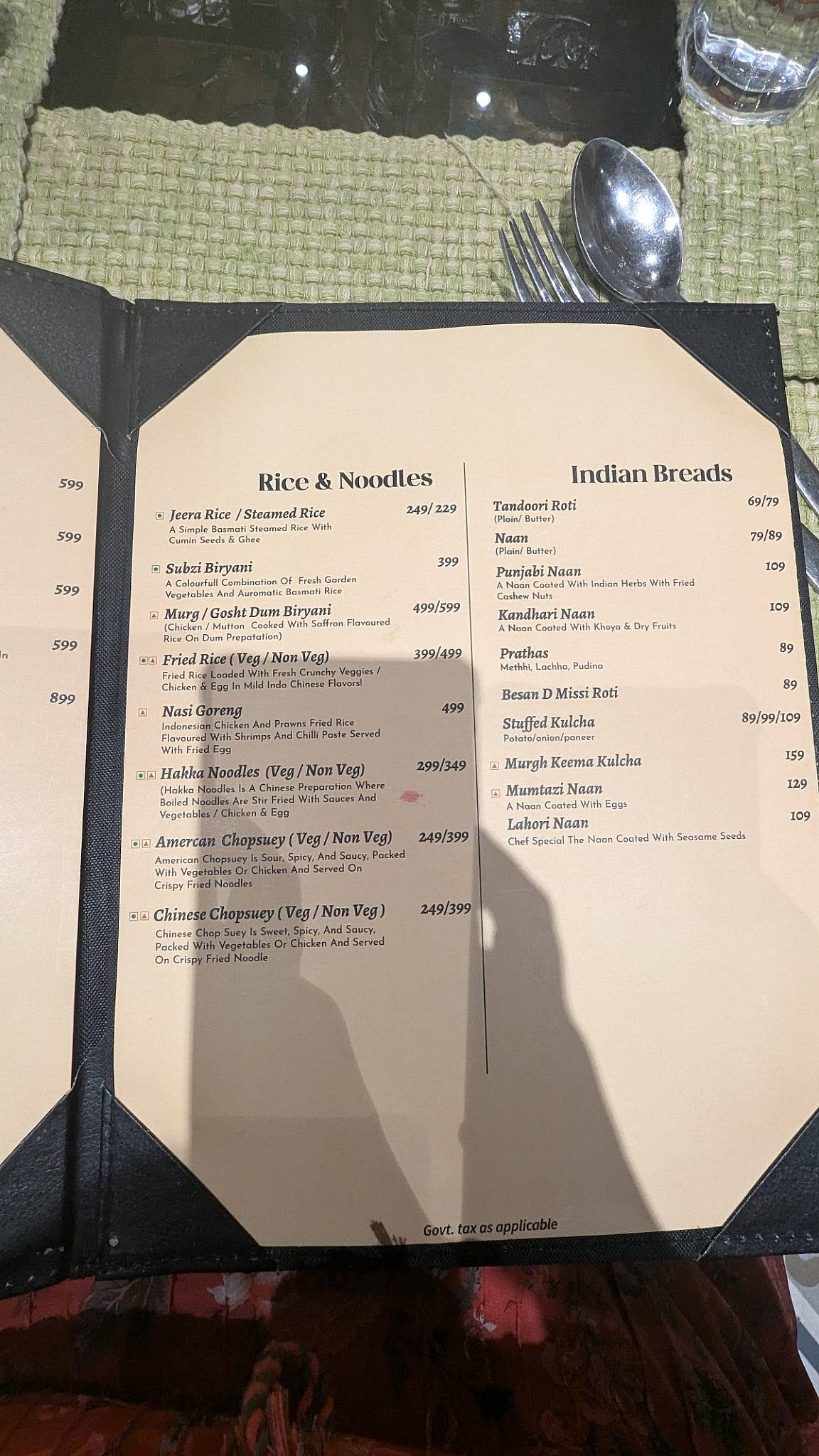Kapil Dev's Elevens menu
