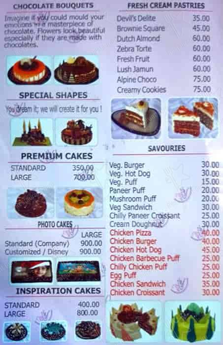 Monginis Cake Shop menu