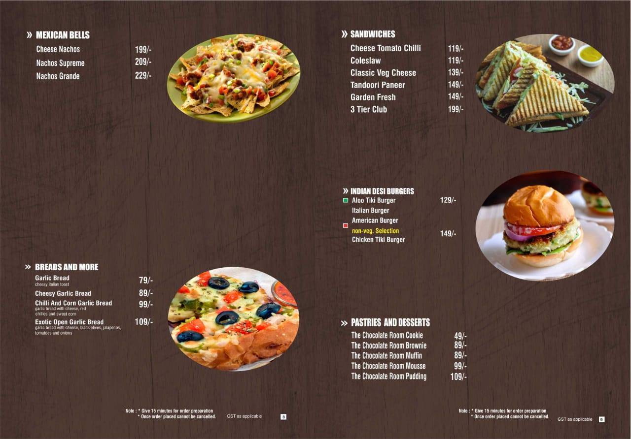 The Chocolate Room menu
