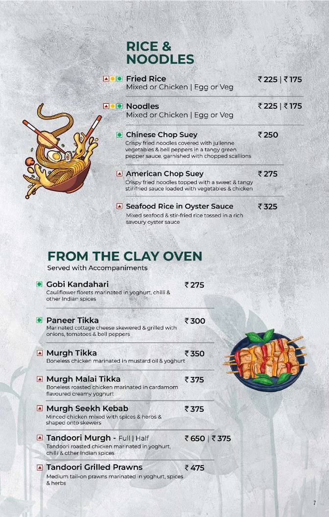 Pavillion Restaurant Hotel Abad Fort menu