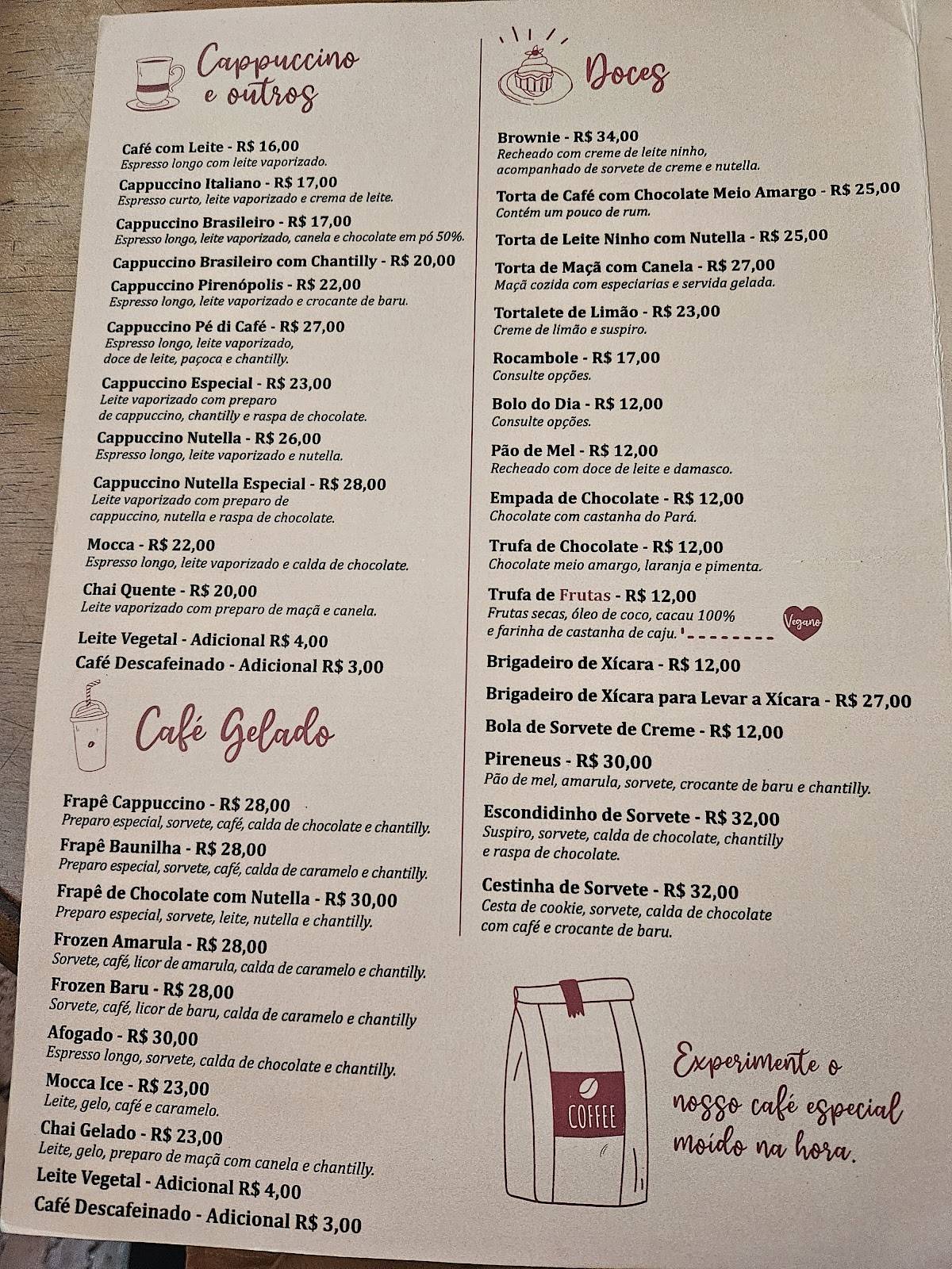 Pé di Café cardápio