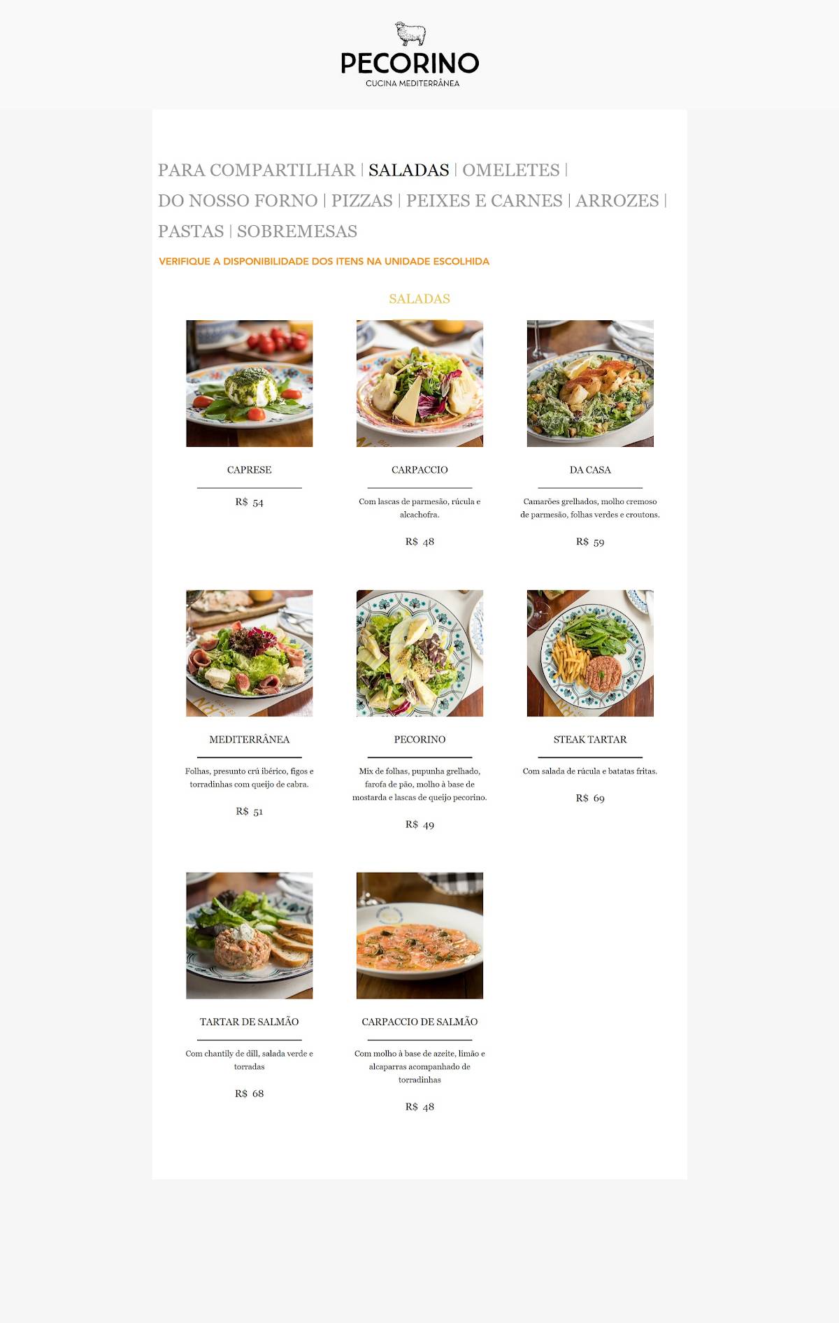 Pecorino Cucina Mediterranea Pinheiros: Massas, Risoto, Pizza, Vinhos SP cardápio