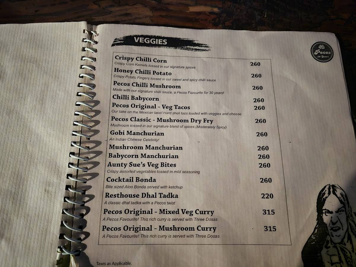 Pecos Hideout Koramangala menu