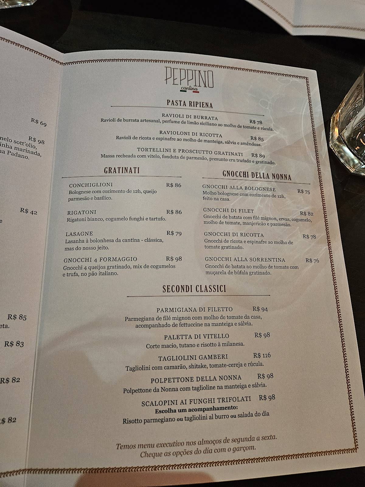 Peppino Cantina - Itaim cardápio