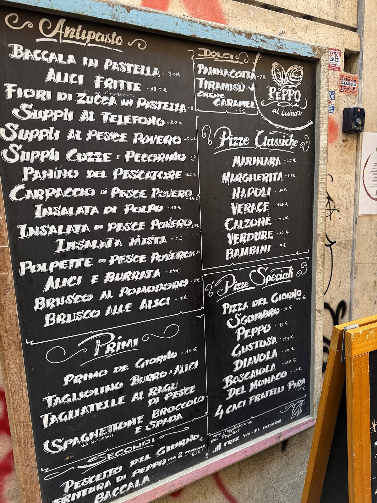 Menu di Peppo al Cosimato 