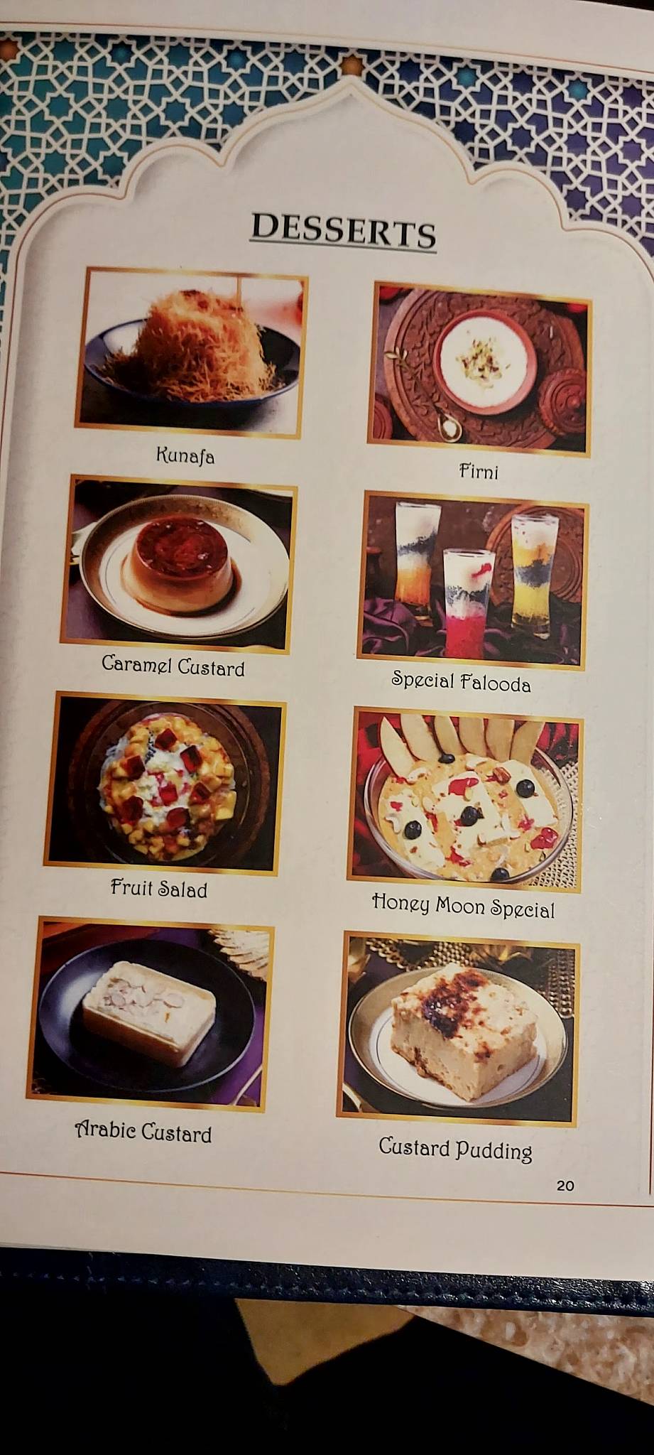 Persia Darbar menu