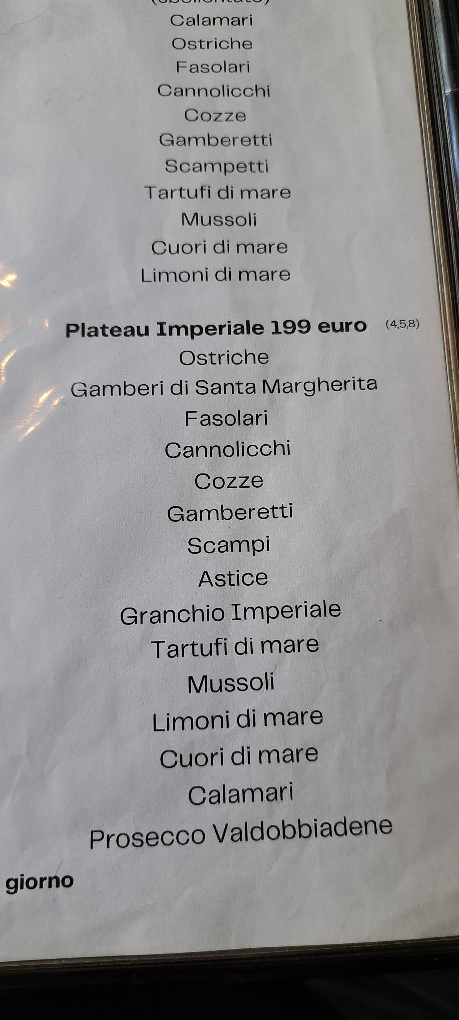 Menu di Pescato La Maison Des Crudités 