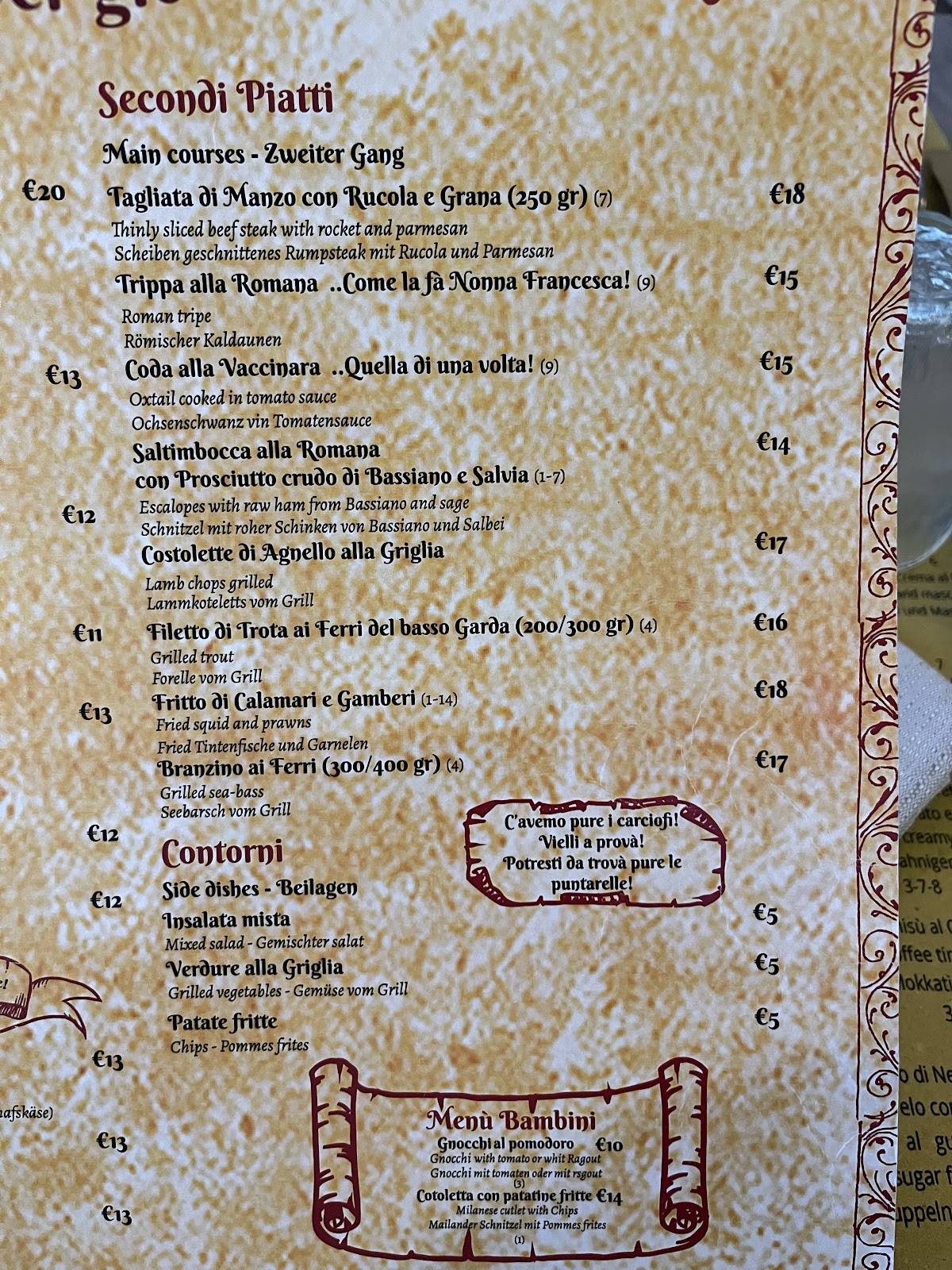 Menu di Ristorante Il Cantinone 