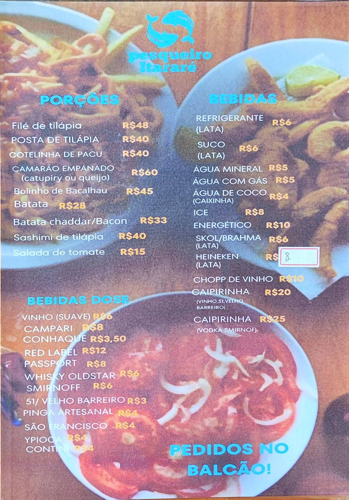 Pesqueiro Itararé cardápio