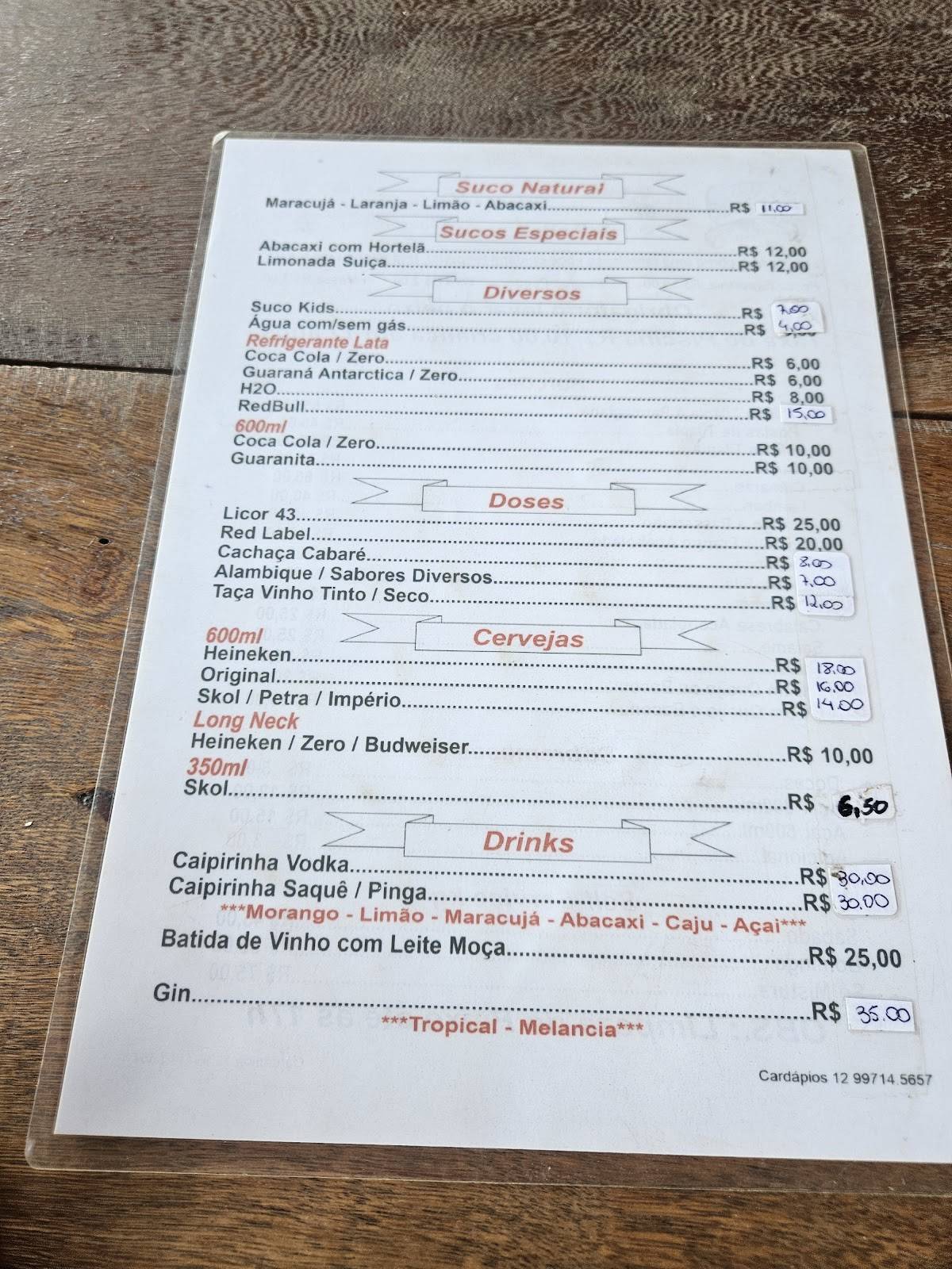 Pesqueiro do Pedro cardápio