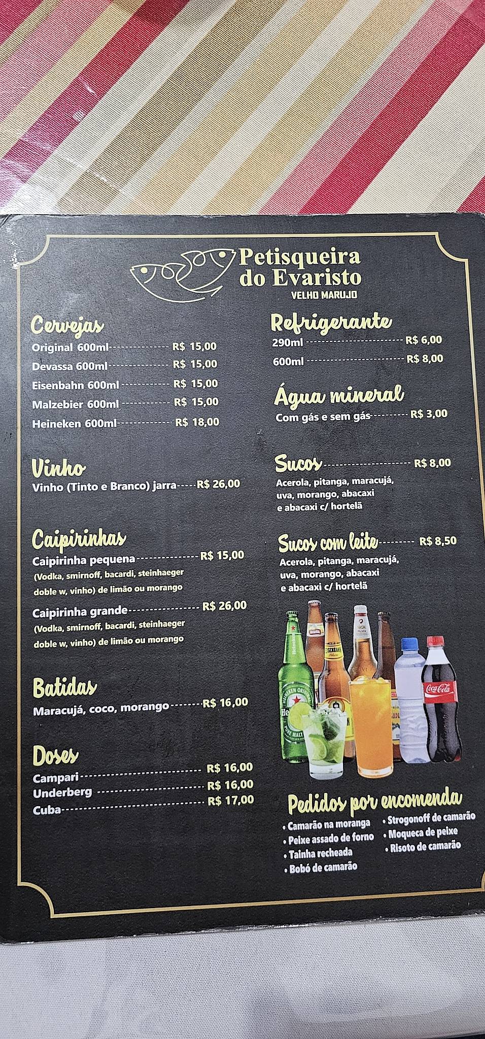 Petisqueira do Evaristo cardápio