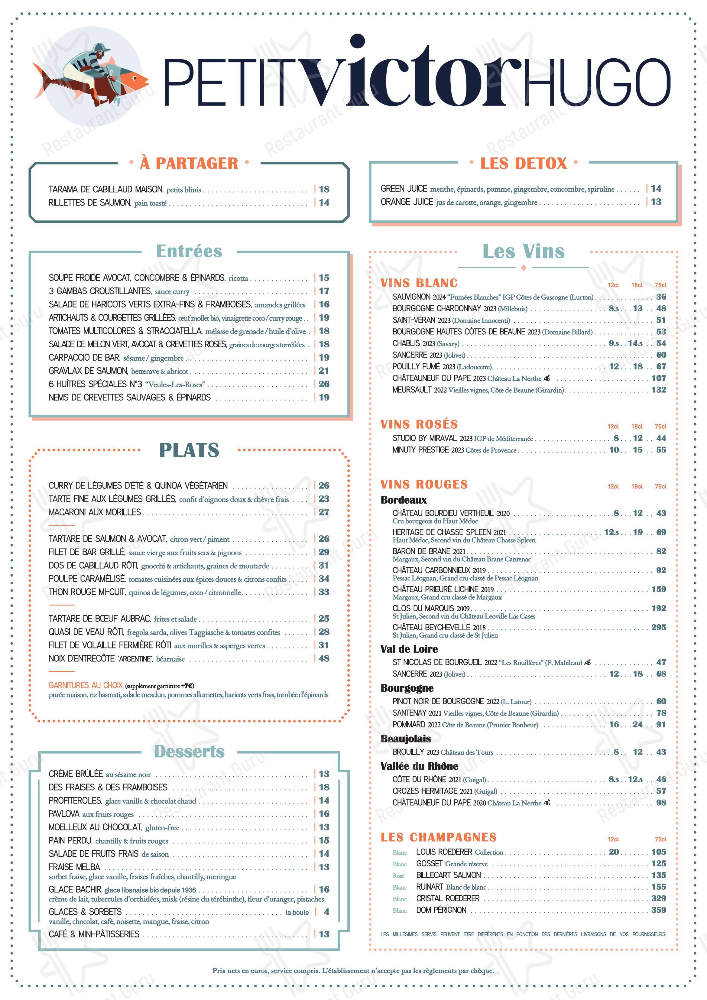 Menu bar pour Petit Victor Hugo (PVH) dans Paris
