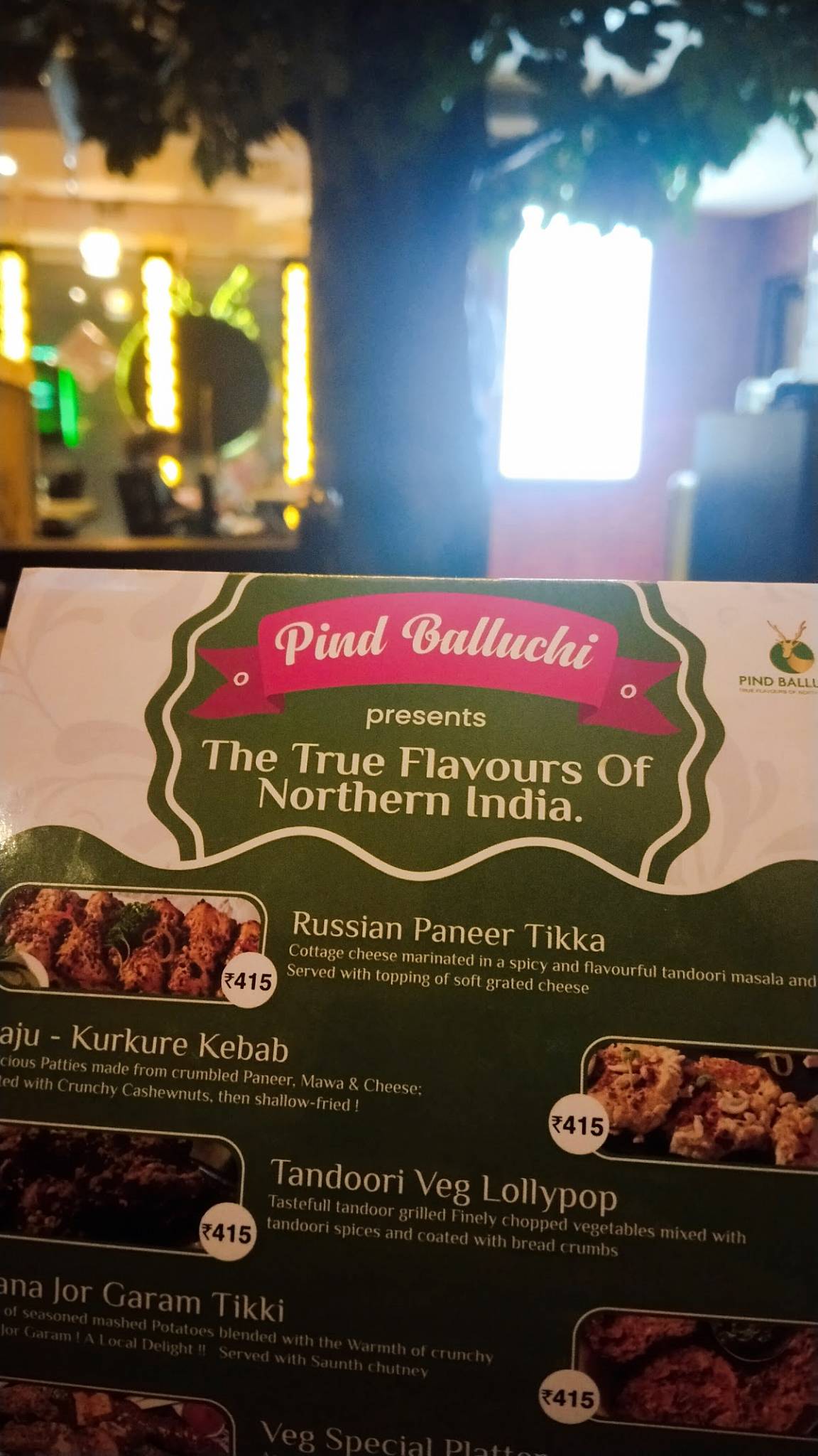 Pind Balluchi menu