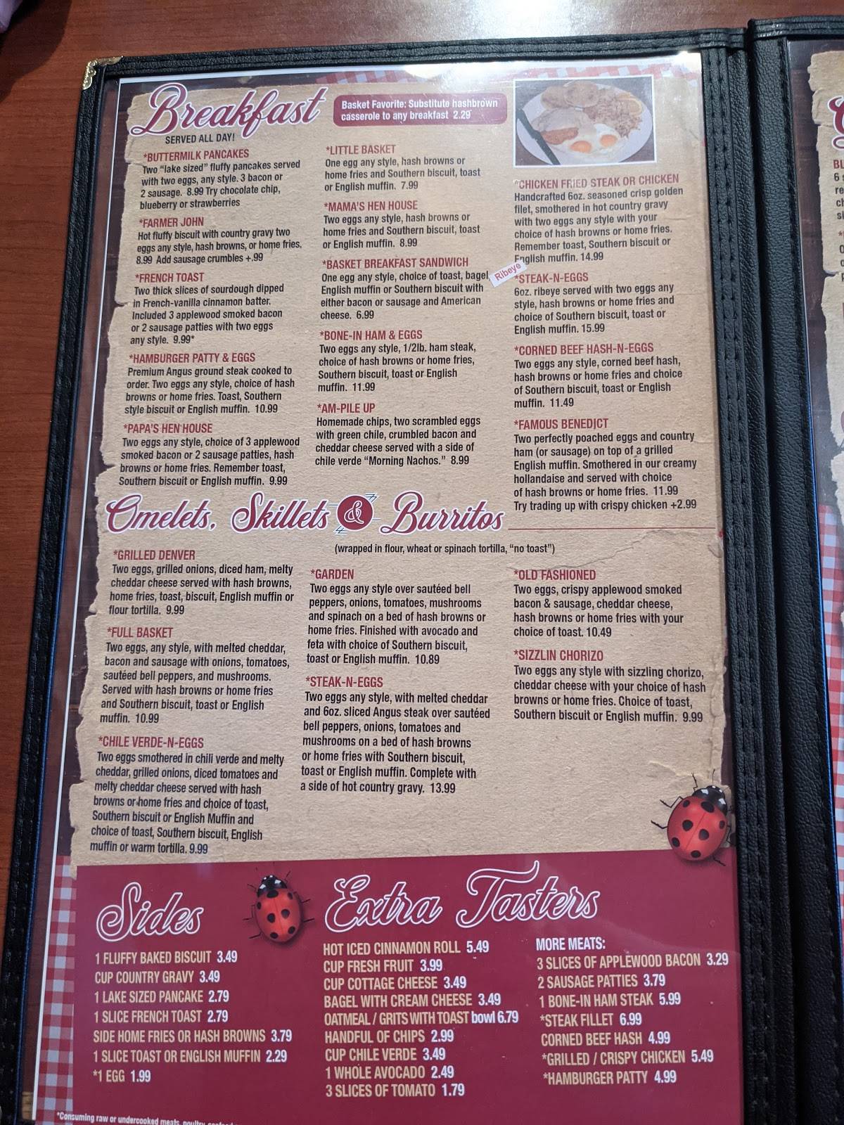Menu at Johnny & Dee's Picnic Basket restaurant,