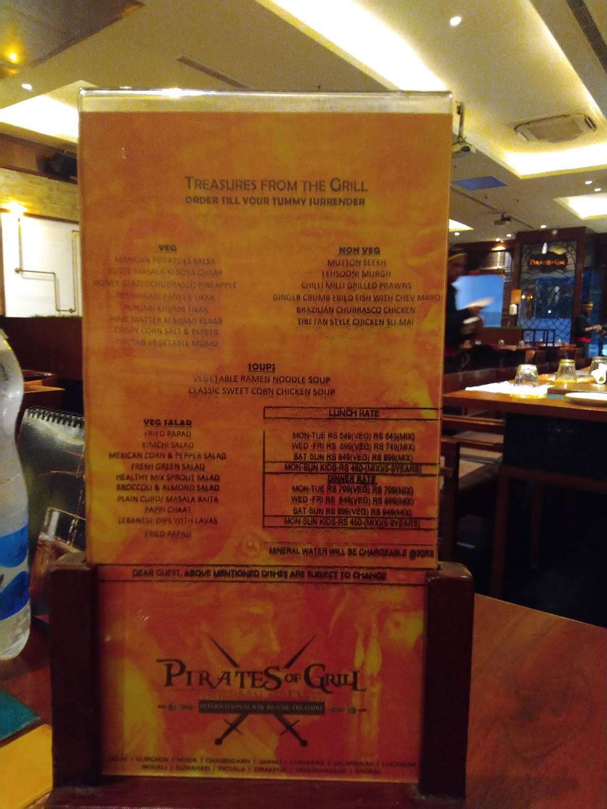 Pirates Of Grill, Lucknow menu