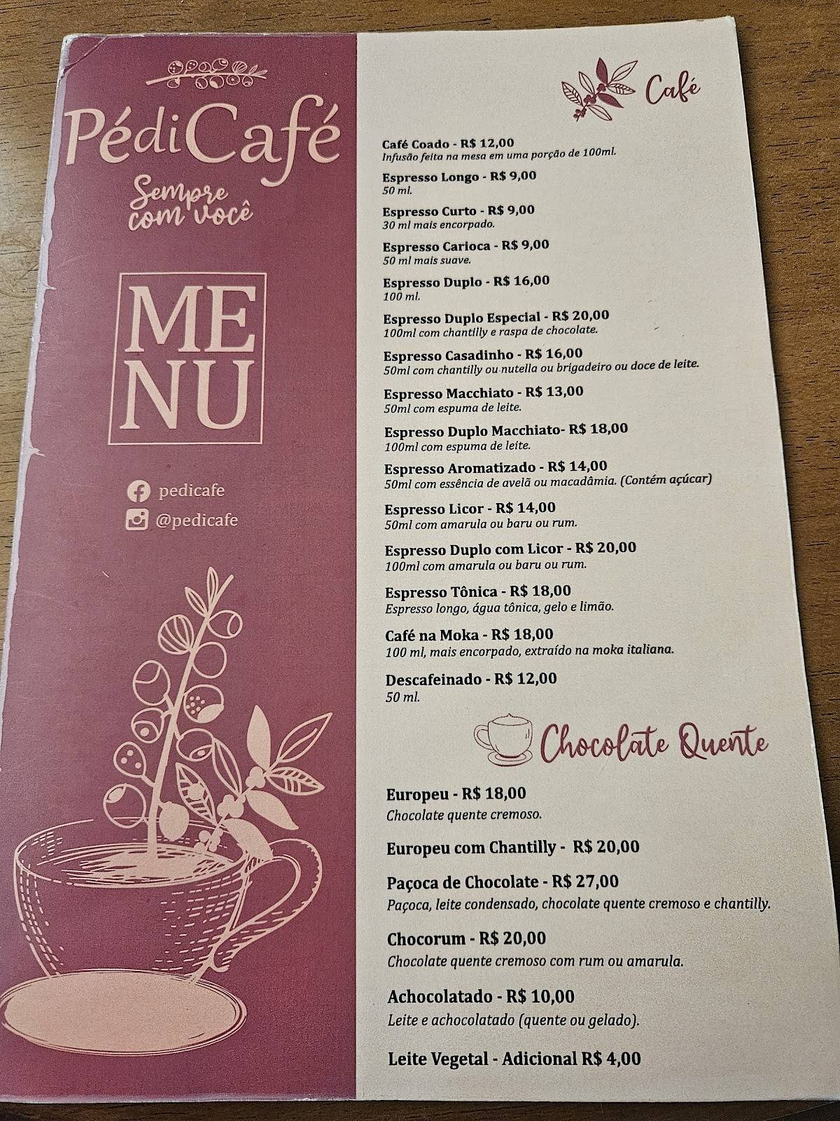 Pé di Café cardápio