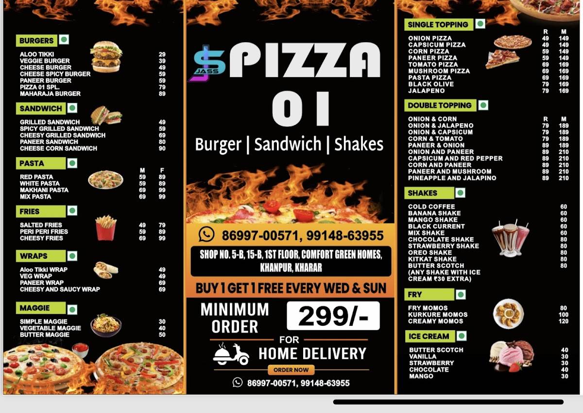 Pizza 01 menu