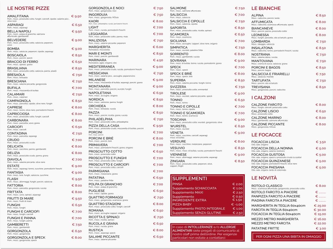 Menu di Pizza Flash Quinzano 