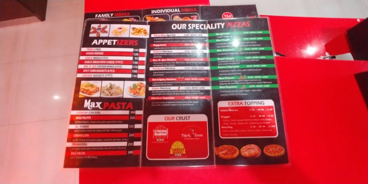 Pizza Max menu