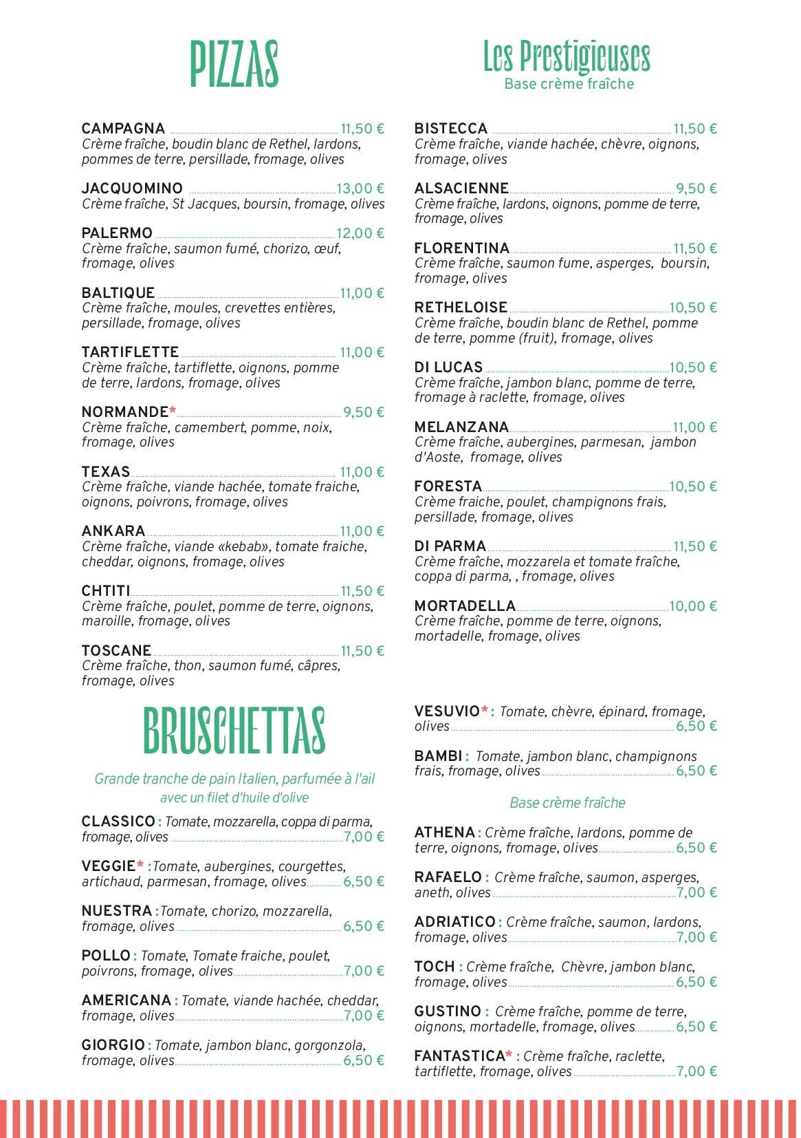 Menu de Pizza Roma II Rethel
