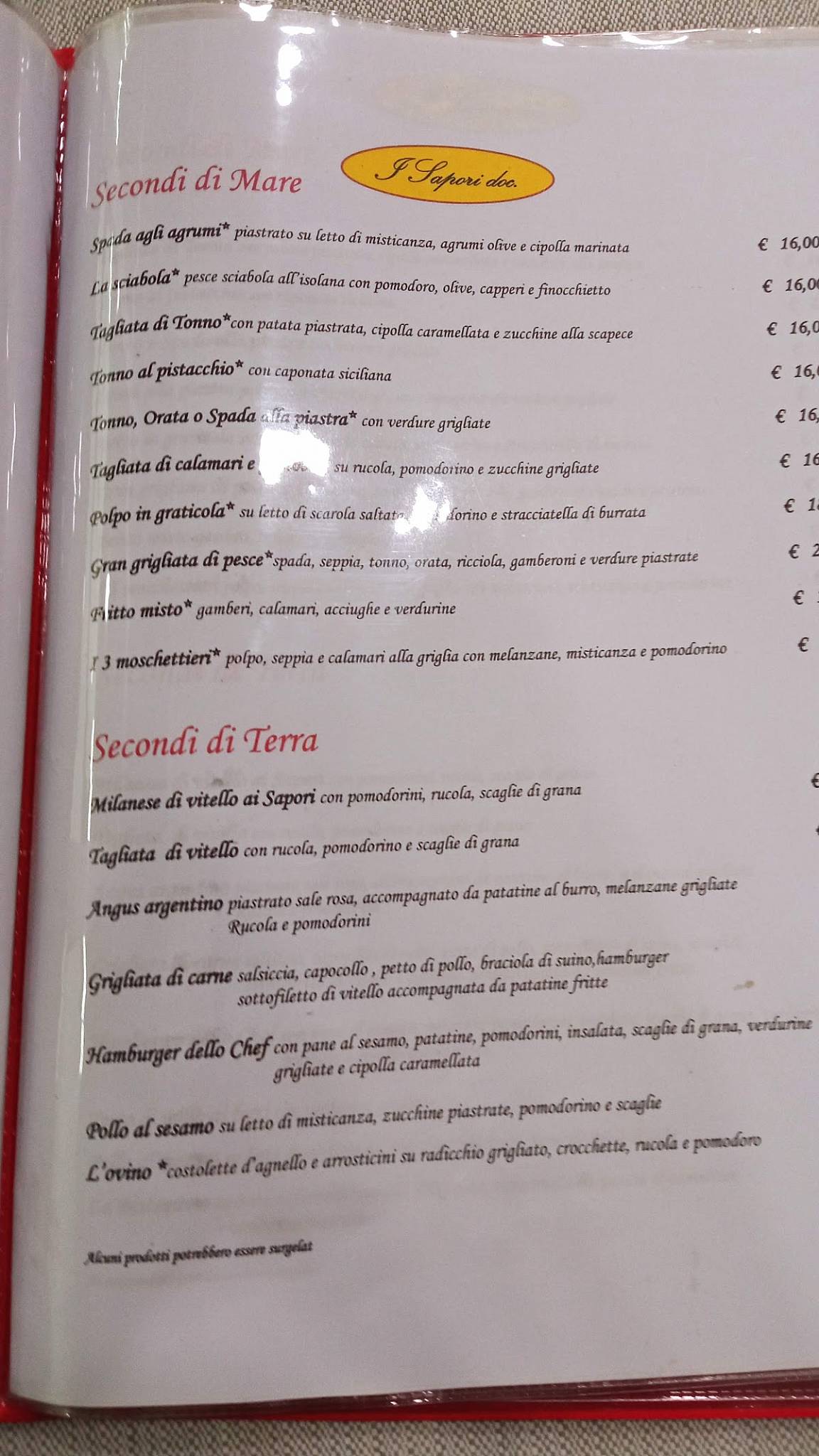 Menu di Ristorante Pizzeria I Sapori DOC 