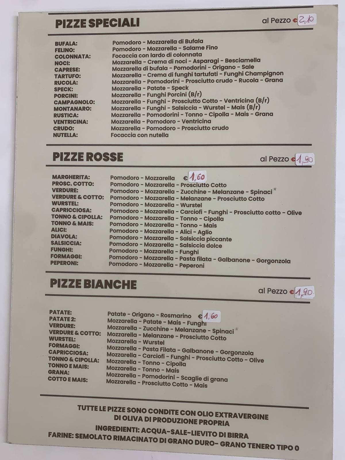 Menu di Pizzamania 