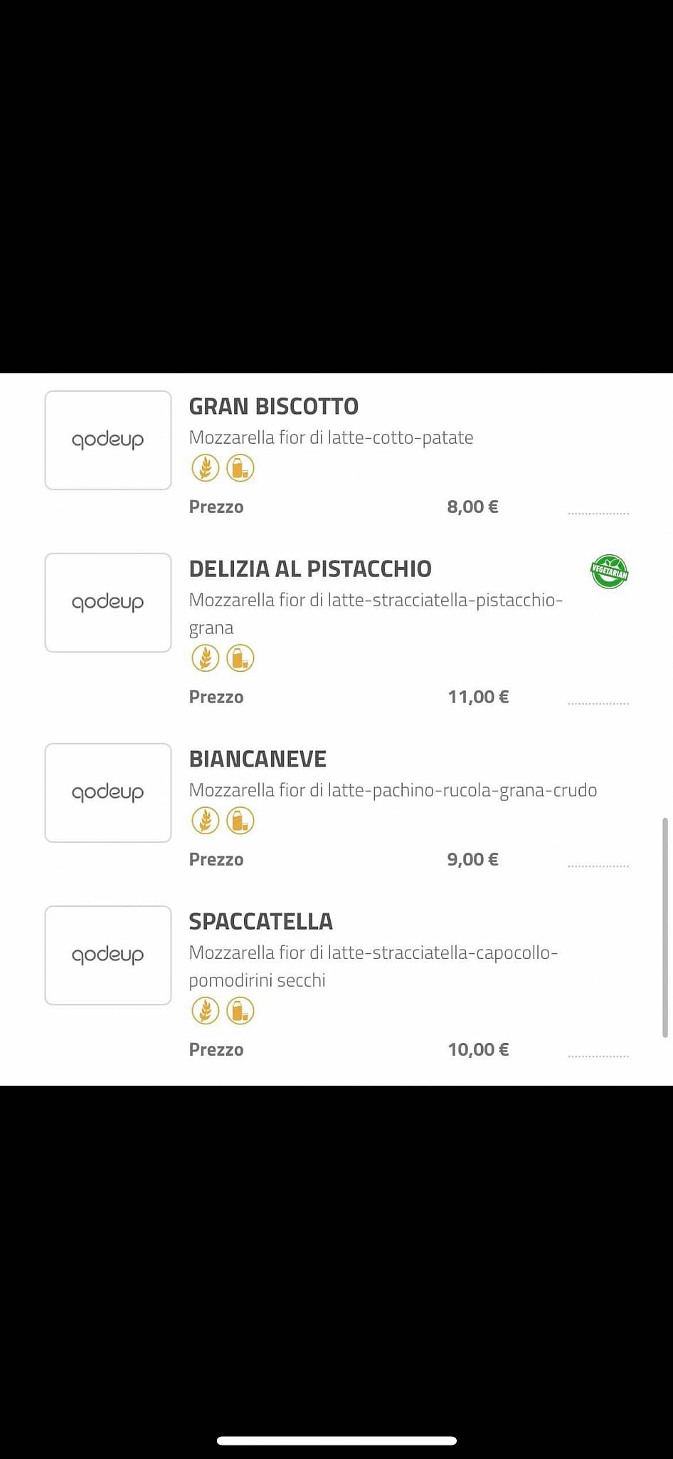 Menu di Pizzarè 