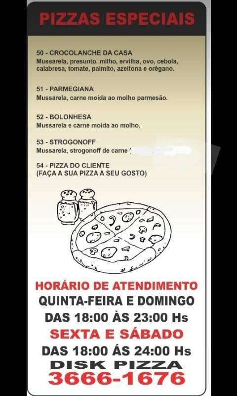 Pizzaria Crocolanche cardápio