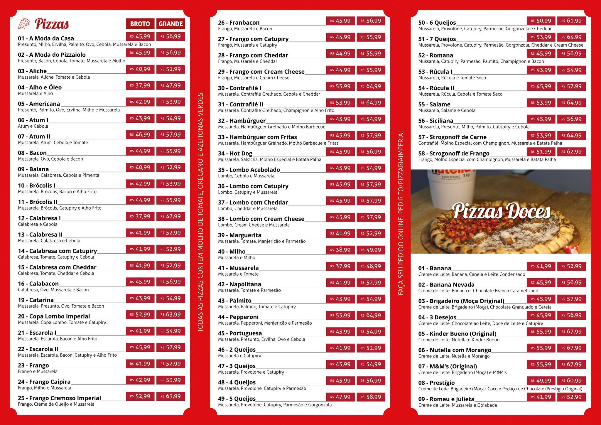 Pizzaria Imperial I - Santa Bárbara D'Oeste cardápio