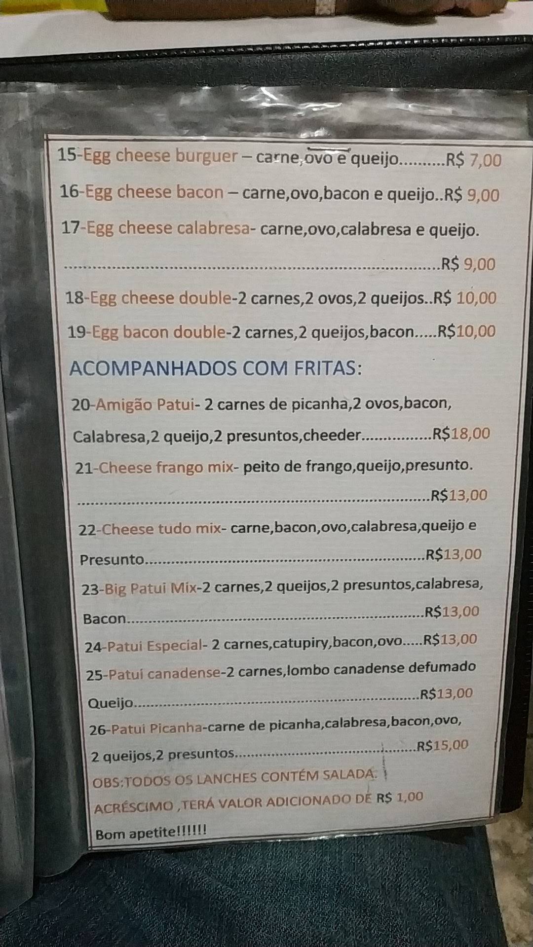 Pizzaria Patui cardápio