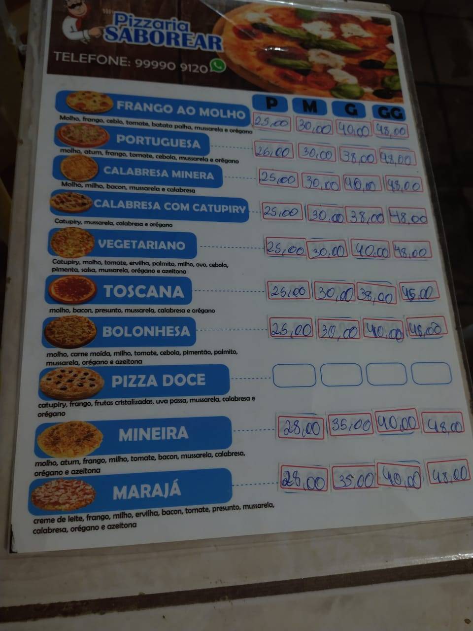 Saborear Café cardápio