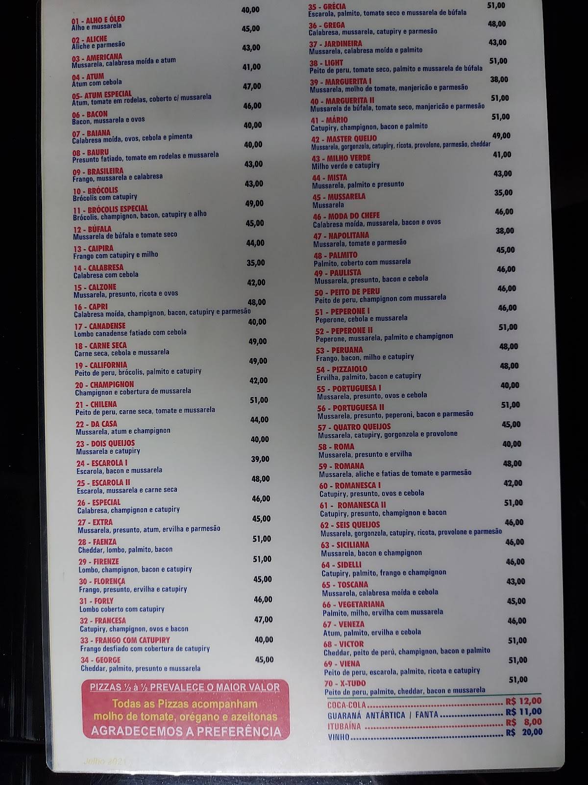 Pizzaria Sidelli cardápio