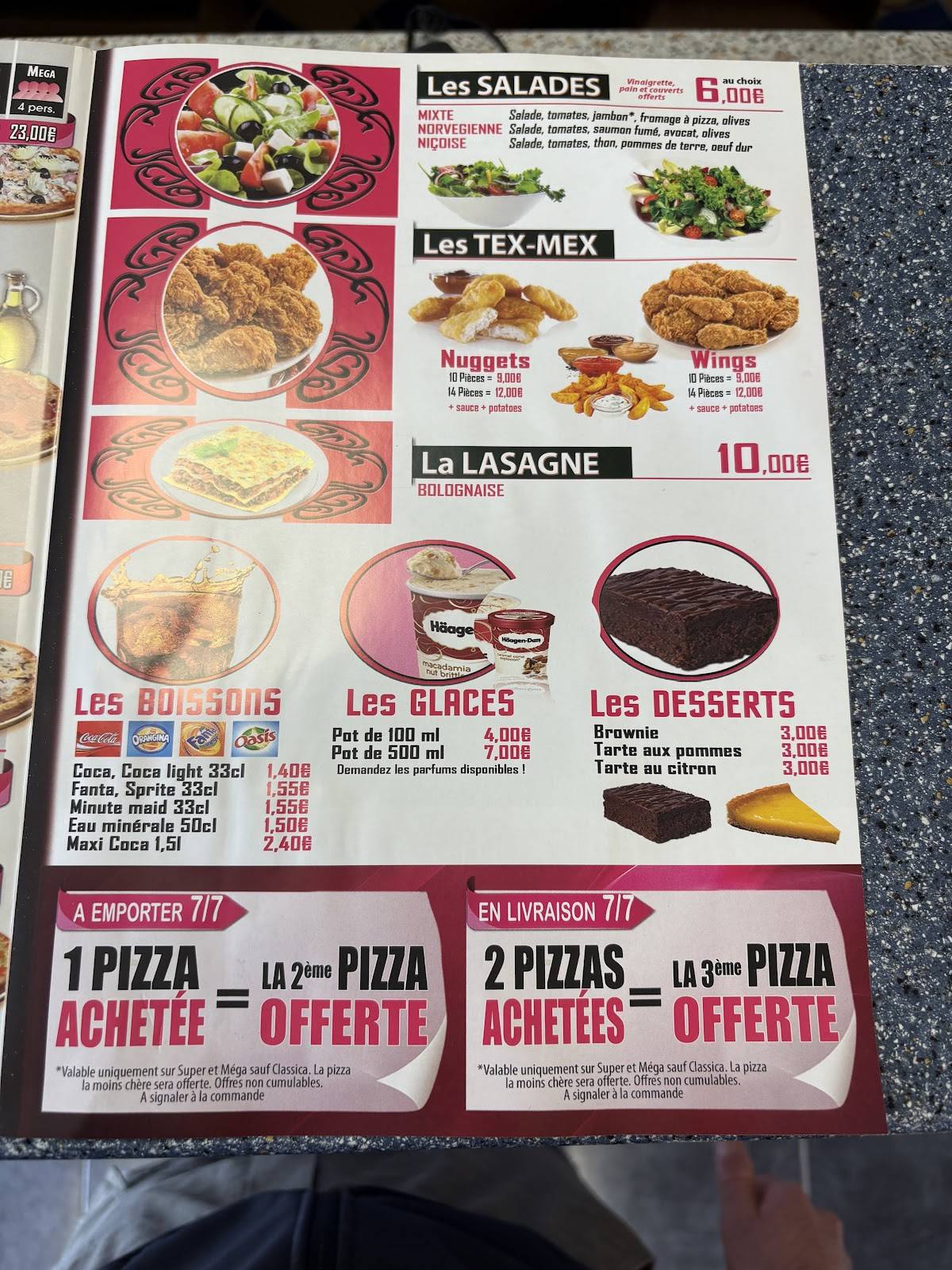 Menu de Pizzas Rimini