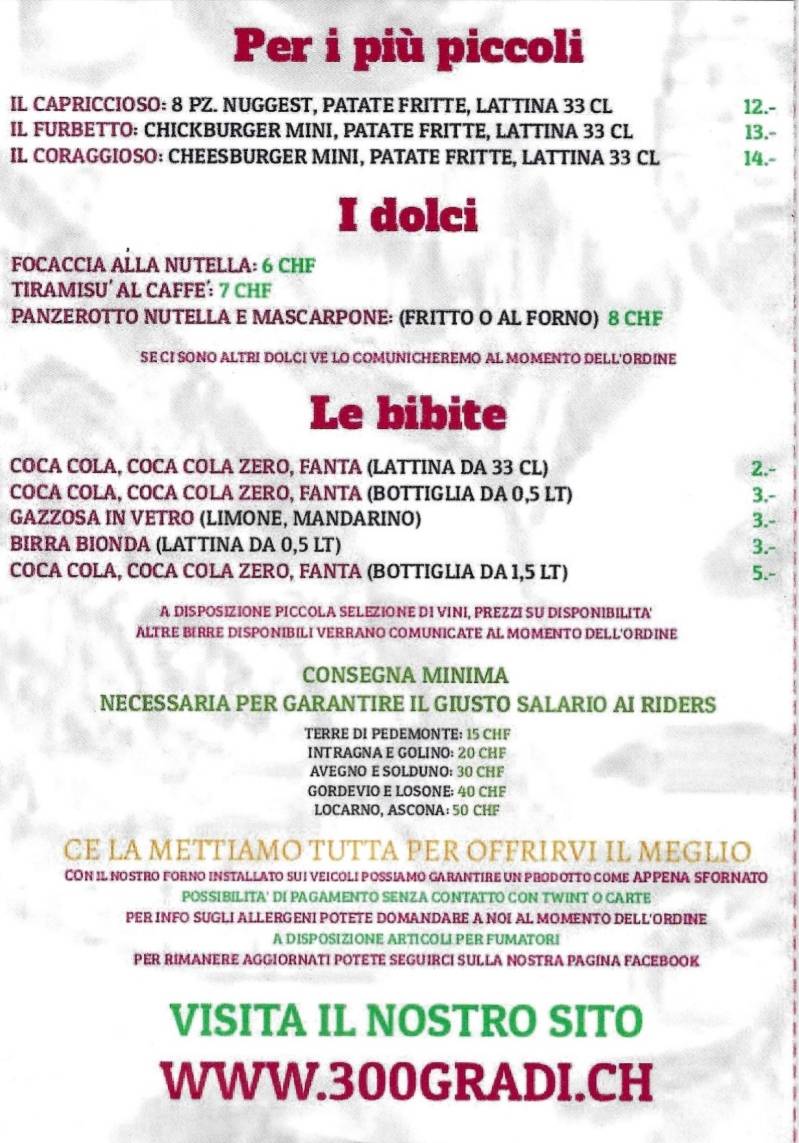 Menu di 300gradi Pizza & Burger 