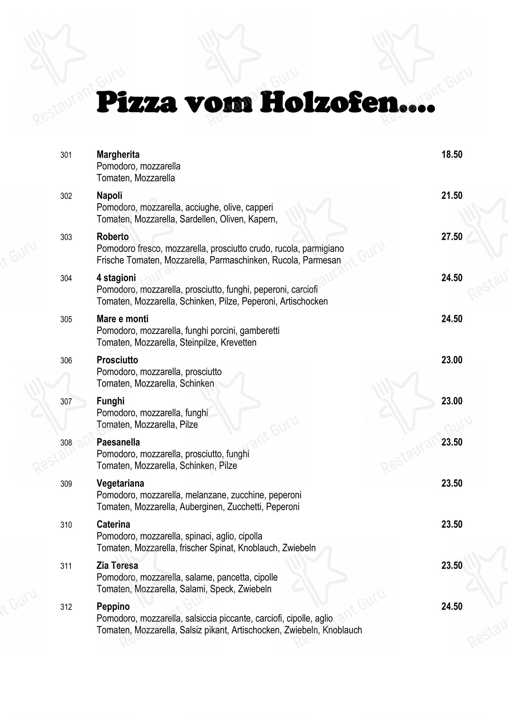 Pizzeria Bacco in Arth - Menu