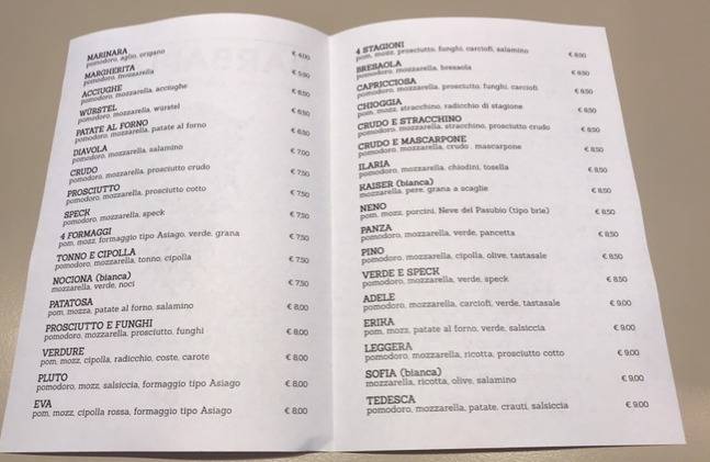 Menu di Barbapizza 