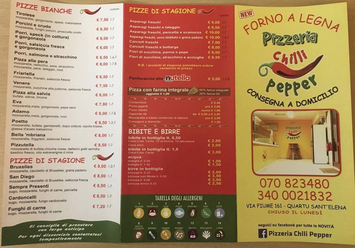 Menu di Pizzeria Chilli Pepper 