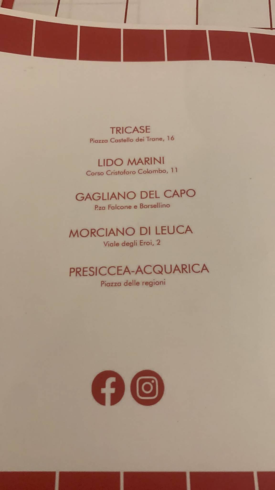 Menu di Pizzeria Core A Core 