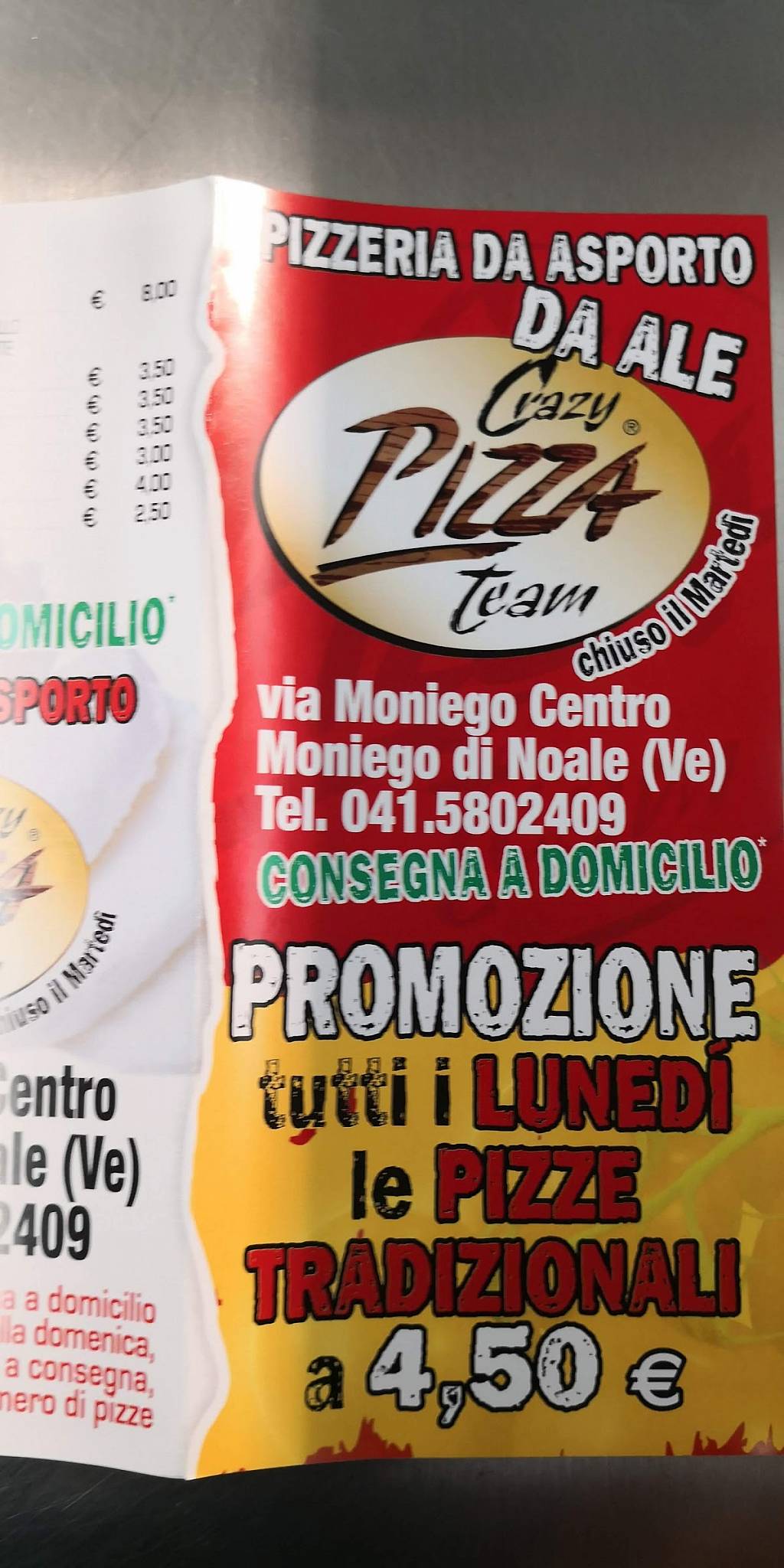 Menu di Crazy Pizza 
