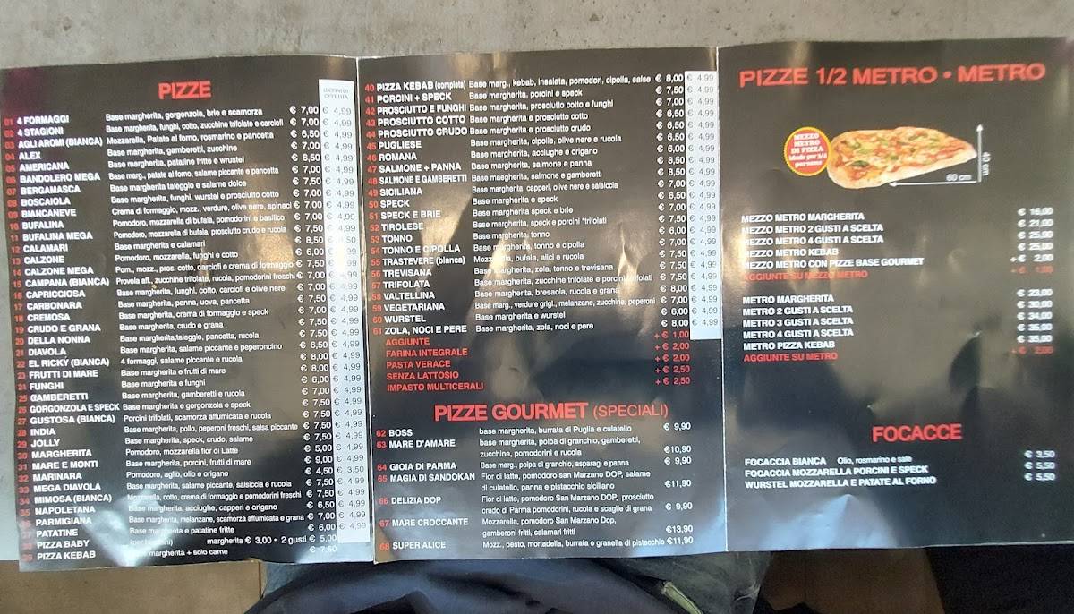Menu di Pizzeria DA SANDO 