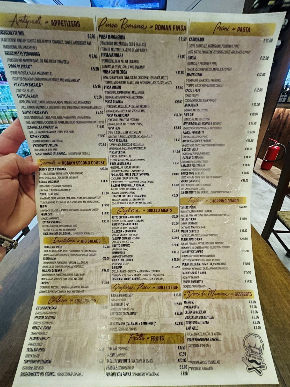 Menu di Da Chicco 