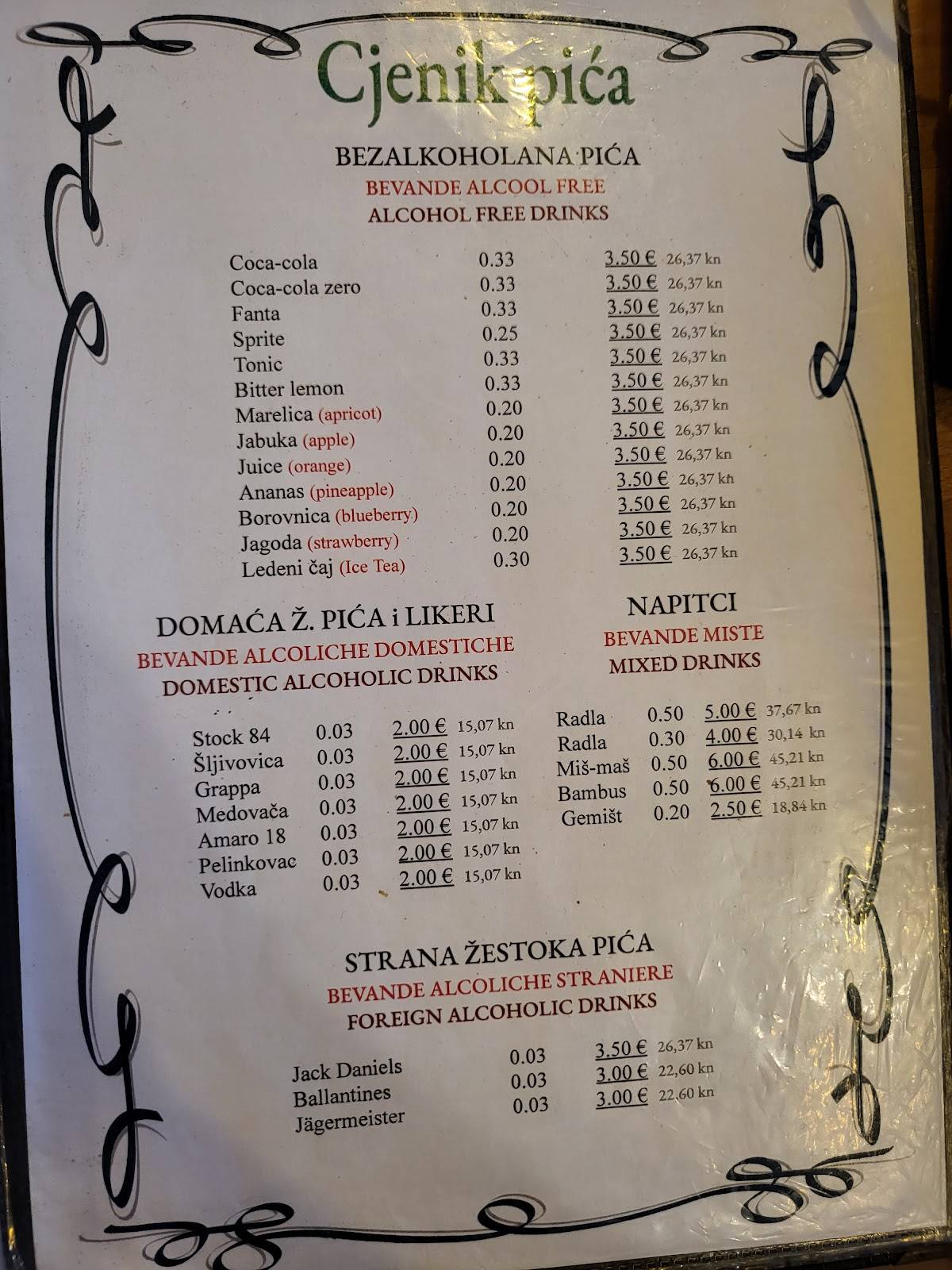 Menu di Pizzeria Da Sergio 
