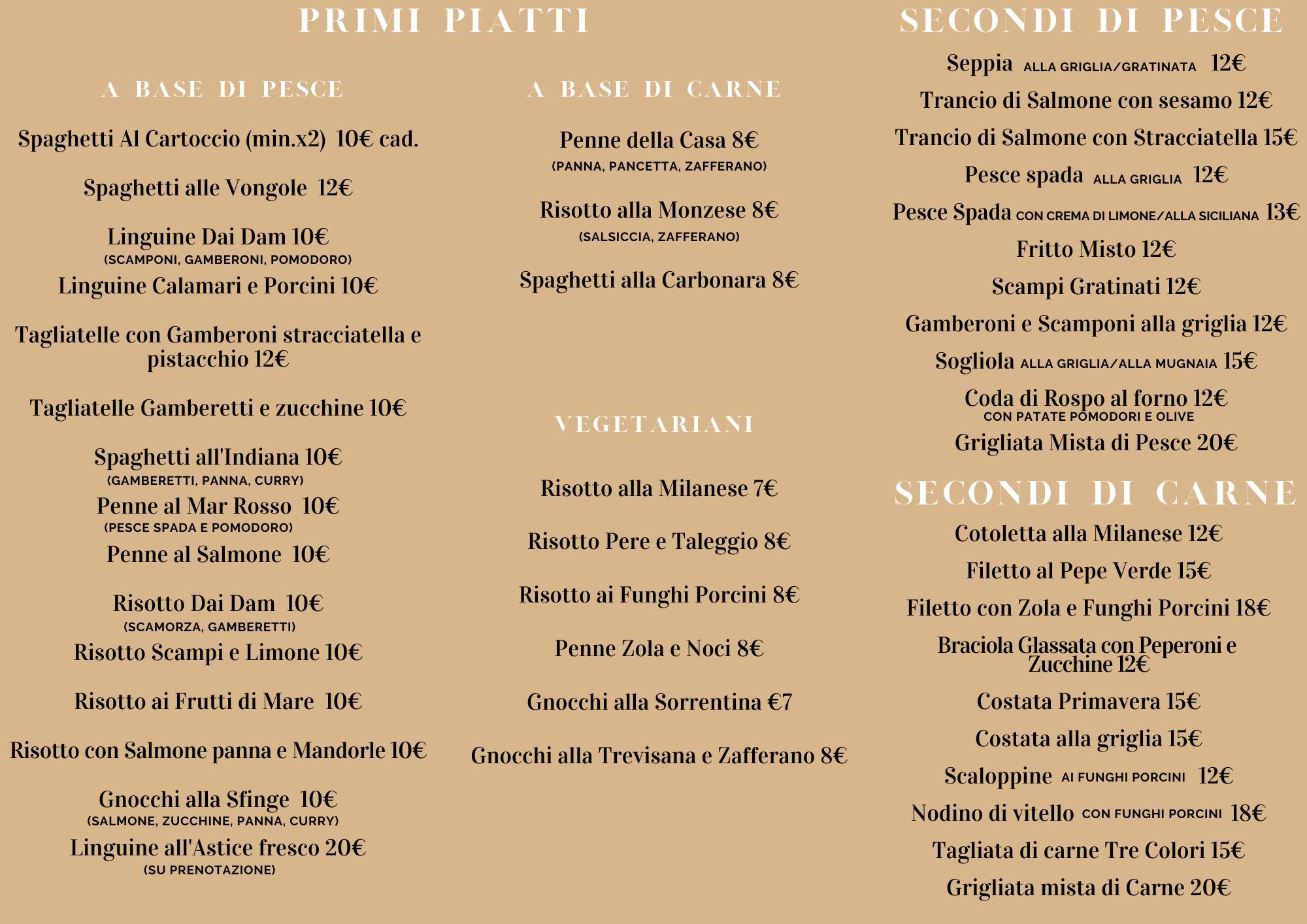 Menu di Pizzeria Dai Dam 1 